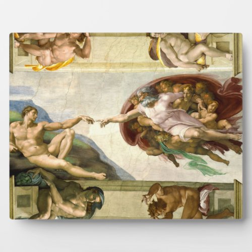 The Creation of Adam by Michelangelo Fine Art Plaque