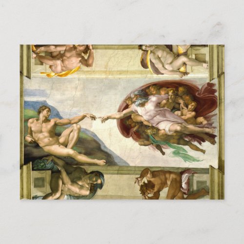 The Creation of Adam by Michelangelo Fine Art Postcard