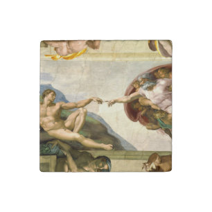 The Creation of Adam by Michelangelo Fine Art Stone Magnet