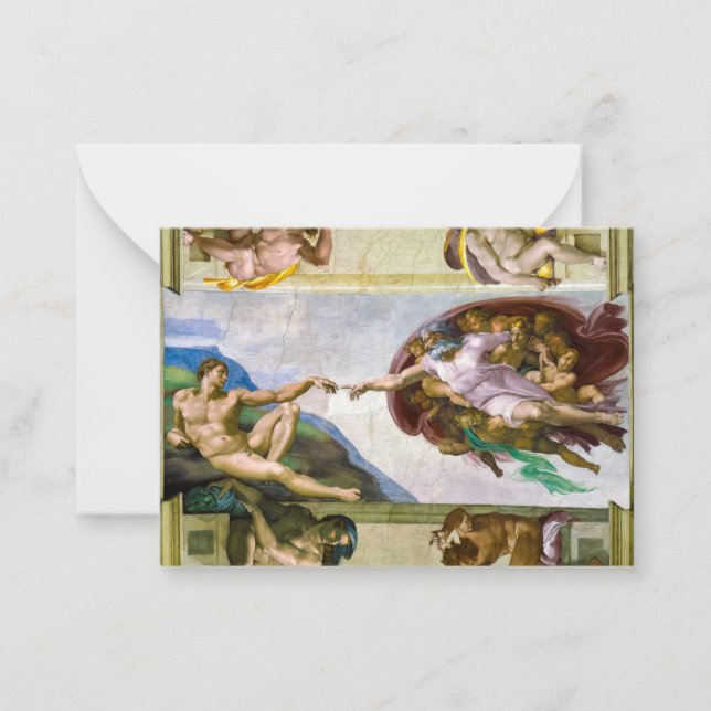 The Creation of Adam by Michelangelo Note Card (Front)