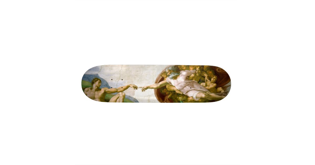 Verstikken Viskeus Zeeanemoon The Creation of Adam by Michelangelo Skateboard | Zazzle.com