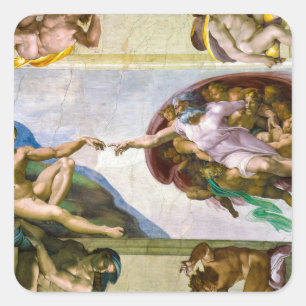 The Creation of Adam by Michelangelo Square Sticker