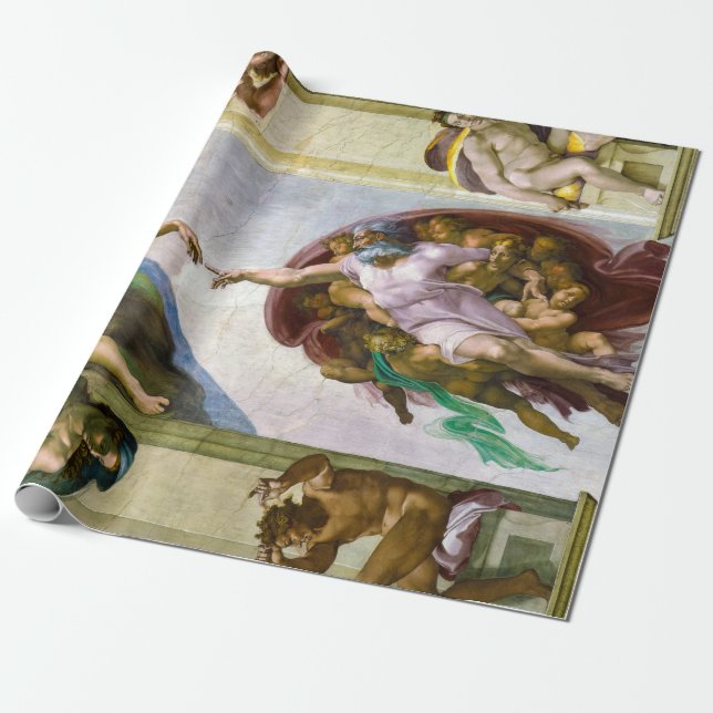 The Creation of Adam by Michelangelo Wrapping Paper (Unrolled)