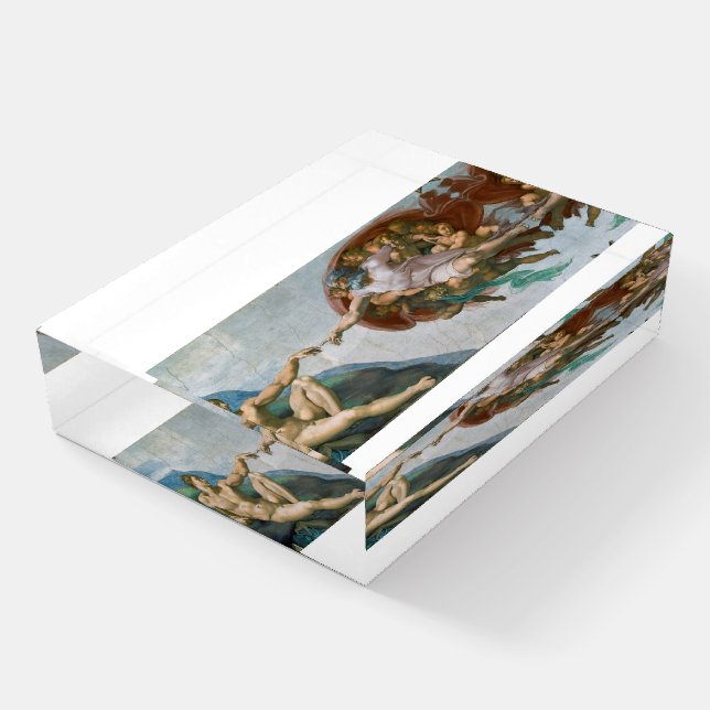 The Creation of Adam (c. 1511) | Michelangelo Paperweight (Angled)