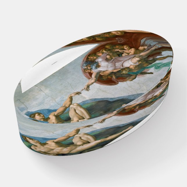 The Creation of Adam (c. 1511) | Michelangelo Paperweight (Angled)