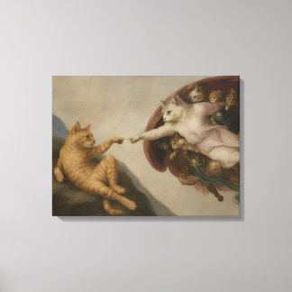 The Creation of Adam Cats Renaissance Parody Art Canvas Print