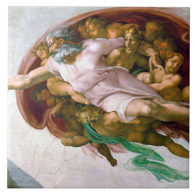 The Creation of Adam (detail), Michelangelo Ceramic Tile (Front)