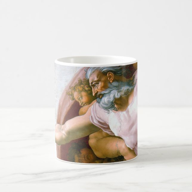 The Creation of Adam (detail), Michelangelo Coffee Mug (Center)
