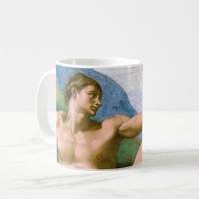 The Creation of Adam (detail), Michelangelo Coffee Mug (Front Left)