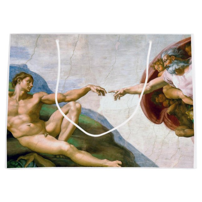 The Creation of Adam, Michelangelo, 1508-1512 Large Gift Bag (Front)