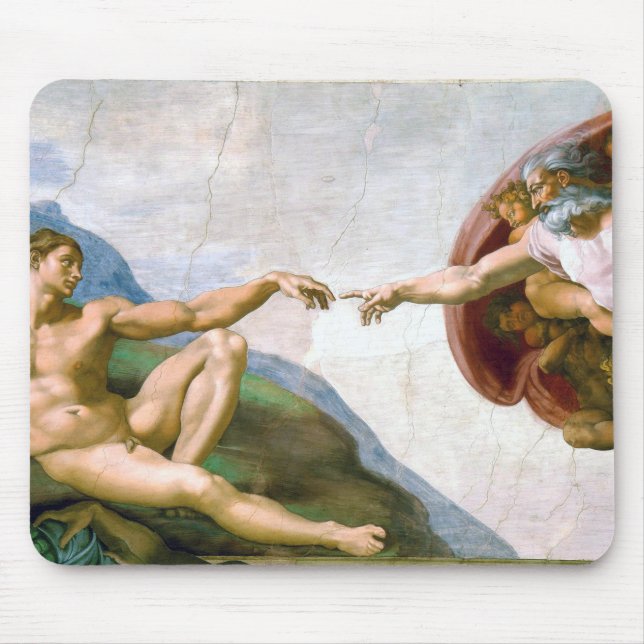 The Creation of Adam, Michelangelo, 1508-1512 Mouse Pad (Front)