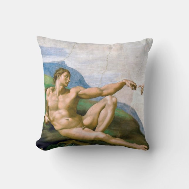 The Creation of Adam, Michelangelo, 1508-1512 Throw Pillow (Front)