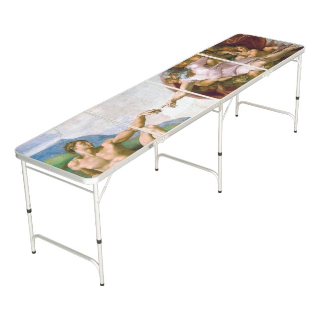 The Creation of Adam, Michelangelo Beer Pong Table (Angled)