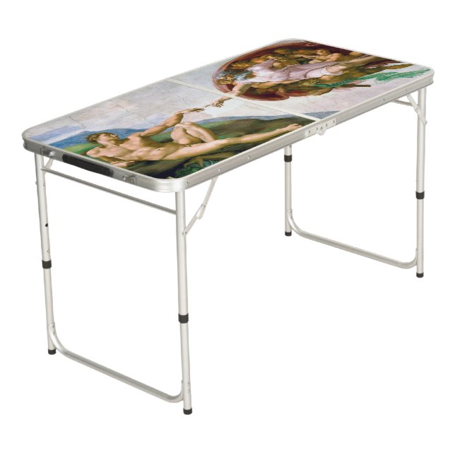 The Creation of Adam, Michelangelo Beer Pong Table (Angled)