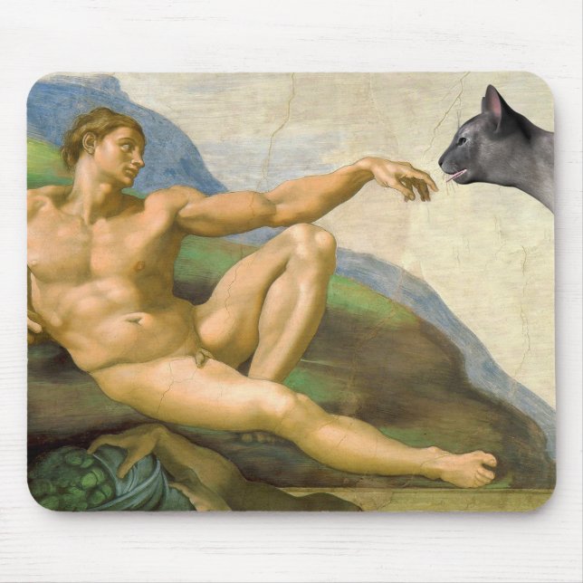 The Creation Of Adam Parody Mouse Pad (Front)