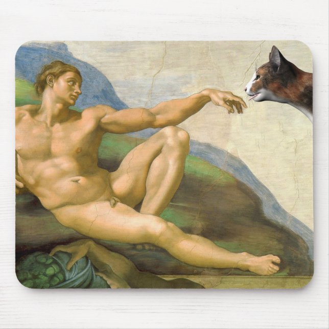 The Creation Of Adam Parody Mouse Pad (Front)