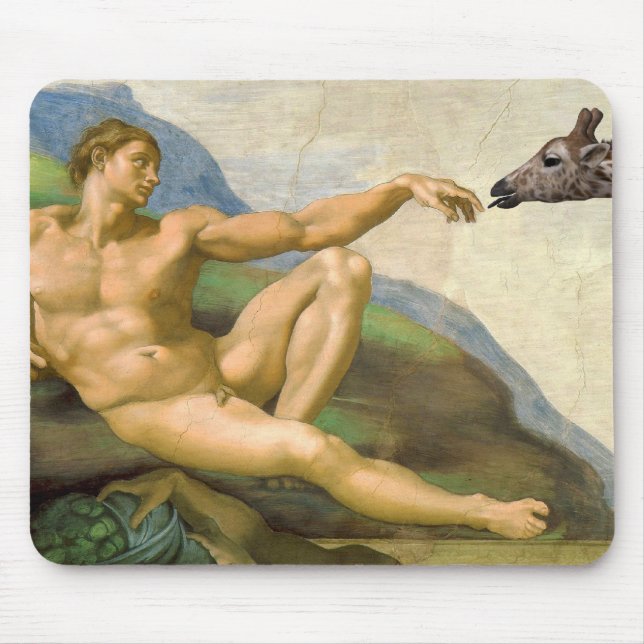 The Creation Of Adam Parody Mouse Pad (Front)