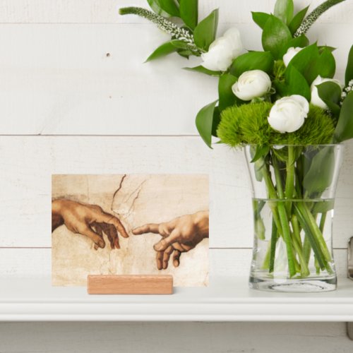 The Creation of Adam Print and Wood Picture Holder