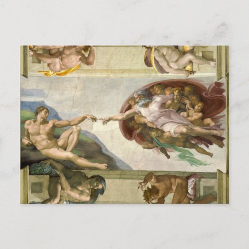 The Creation of Adam Sistine Chapel Michelangelo Postcard