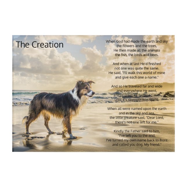 The Creation of Life and Dog Poem Acrylic Print (Front)