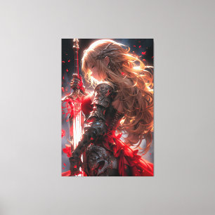 The Crimson Knight   Anime Warrior Princess Art Canvas Print