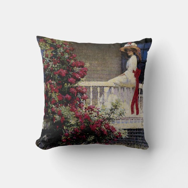 The Crimson Rambler Throw Pillow (Front)