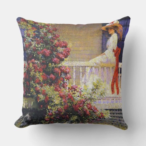 The Crimson Rambler Throw Pillow