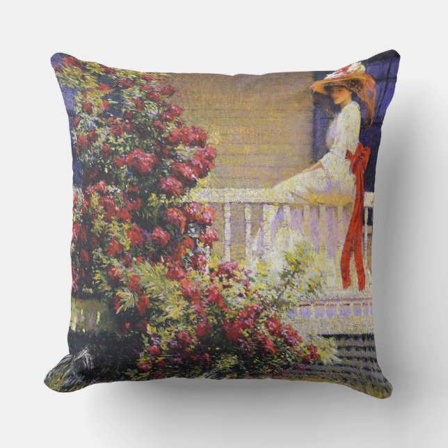 The Crimson Rambler Throw Pillow (Front)