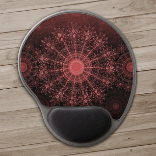 The crimson sparkling flower art in the red clear  gel mouse pad