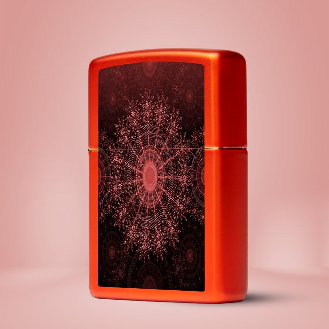 The crimson sparkling flower art in the red clear  zippo lighter (Creator Uploaded)