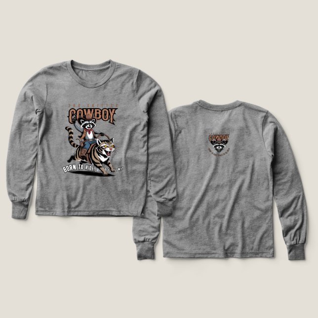 The critter cowboy (Lt. mode) | Kids Lg. Sleeve Tri-Blend Shirts (Design Front & Back)