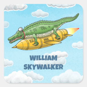 The Crocodile's Golden Rocket Square Sticker