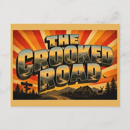 The Crooked Road VA Mountains Forest Art Postcard