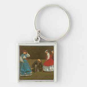 The croquet game, 1866 (oil on canvas) keychain