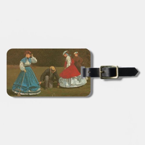 The croquet game 1866 oil on canvas luggage tag