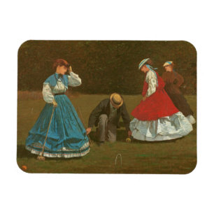 The croquet game, 1866 (oil on canvas) magnet