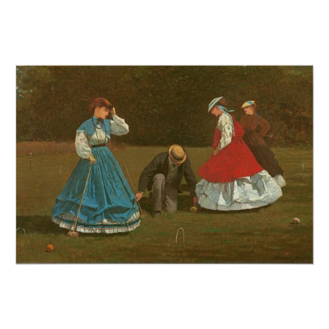 The croquet game, 1866 (oil on canvas) poster (Front)