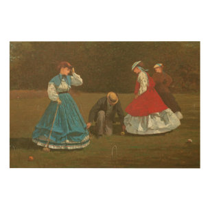 The croquet game, 1866 (oil on canvas) wood wall art