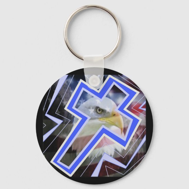 The Cross and the american symbols Keychain (Front)