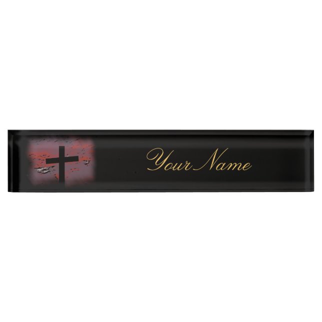 The Cross and you Black Background Name Plate (Front)
