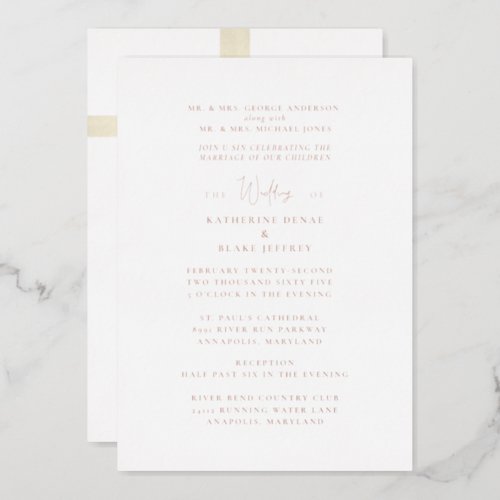 The Cross Before Us Gold Both Parents Wedding Foil Invitation