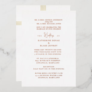 The Cross Before Us Gold Both Parents Wedding Foil Invitation