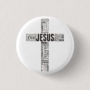 The Cross of Jesus Christ Word Cloud Button