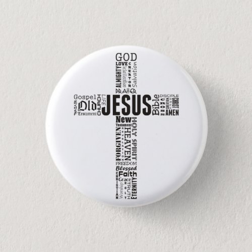 The Cross of Jesus Christ Word Cloud Button