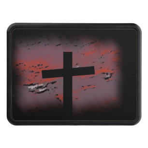 The Cross on Black Trailer Hitch Cover