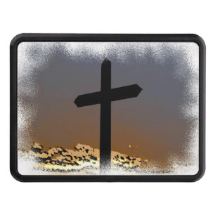 The Cross on White 3 Trailer Hitch Cover