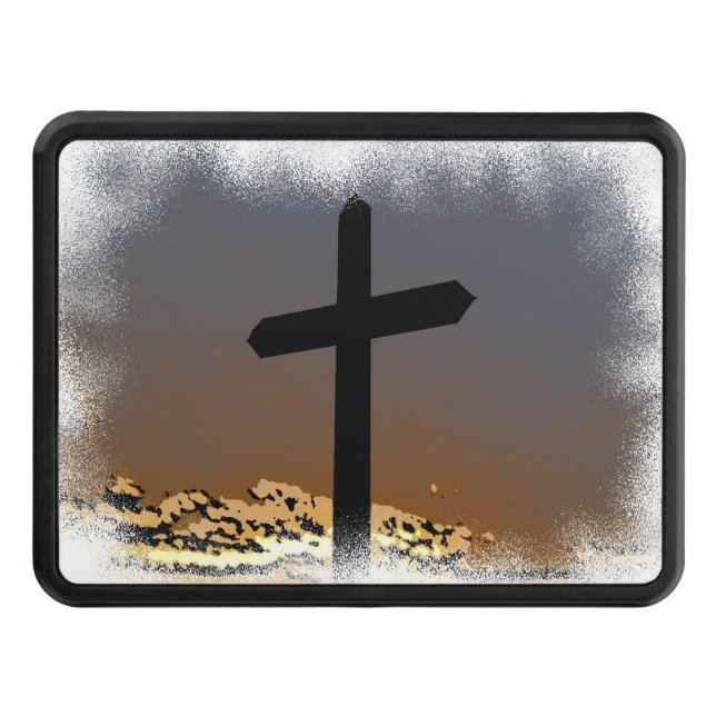 The Cross on White 3 Trailer Hitch Cover (Front)