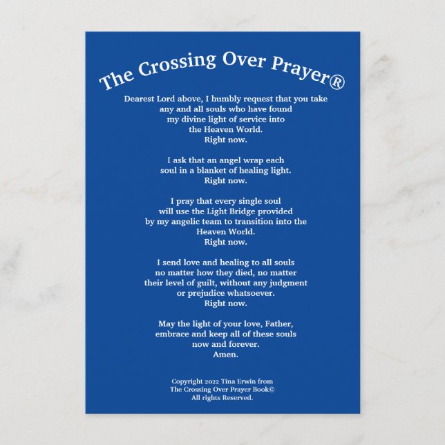 The Crossing Over Prayer Card (Front)