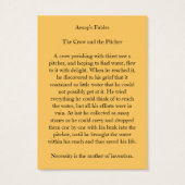 The Crow and the Pitcher Profile Card (Back)