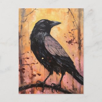 The Crow On A Branch Postcard by angelandspot at Zazzle